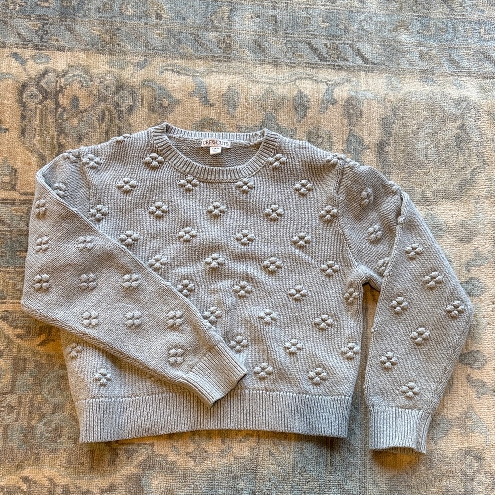 Crewcuts Light Gray Floral Textured Sweater - L